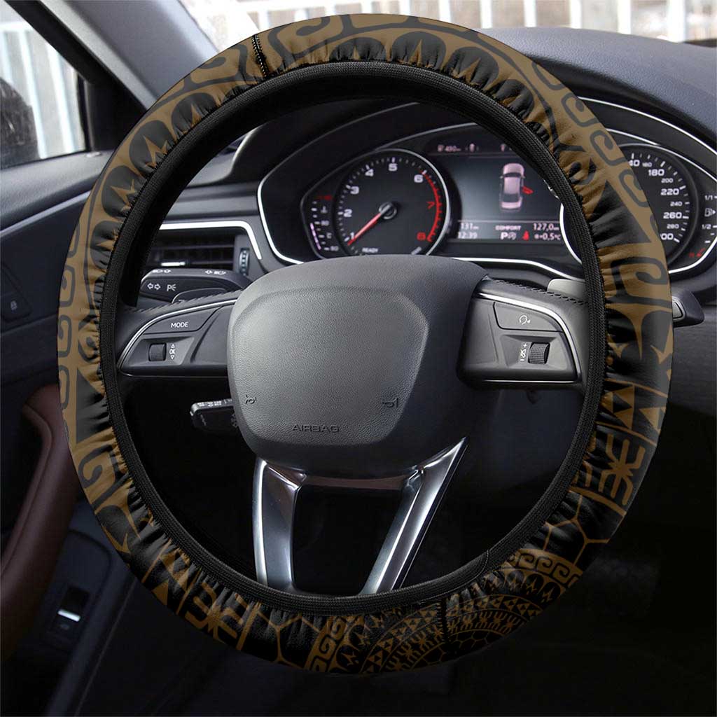Kia Orana Kuki Airani Steering Wheel Cover Cook Islands Tangaroa God Tatau Gold LT14 - Polynesian Pride