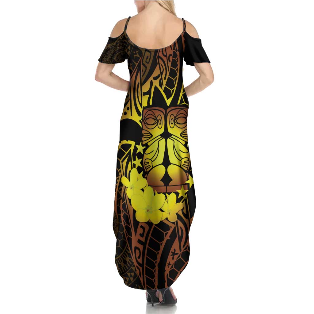 Kia Orana Kuki Airani Summer Maxi Dress Cook Islands Tangaroa God Tatau Gold