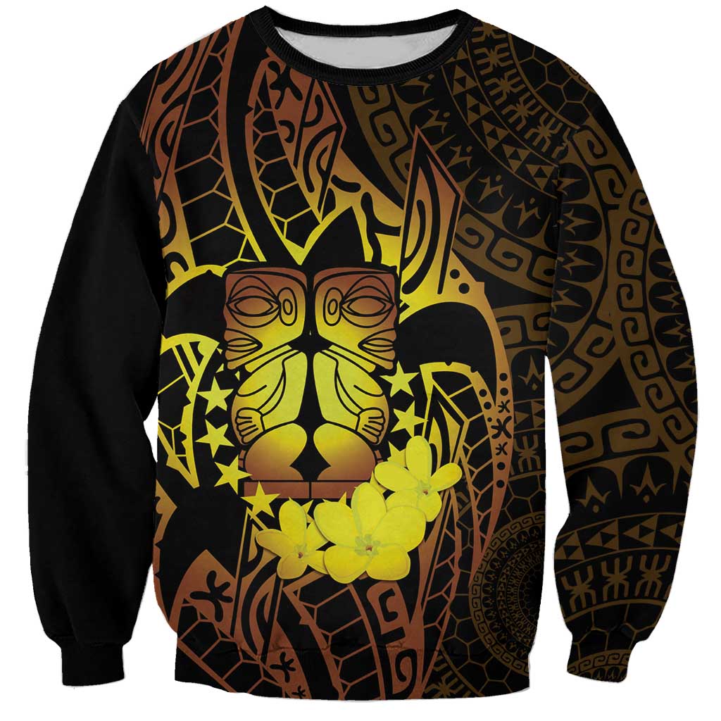 Kia Orana Kuki Airani Sweatshirt Cook Islands Tangaroa God Tatau Gold LT14 Unisex Gold - Polynesian Pride