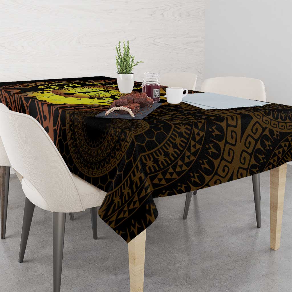 Kia Orana Kuki Airani Tablecloth Cook Islands Tangaroa God Tatau Gold LT14 - Polynesian Pride