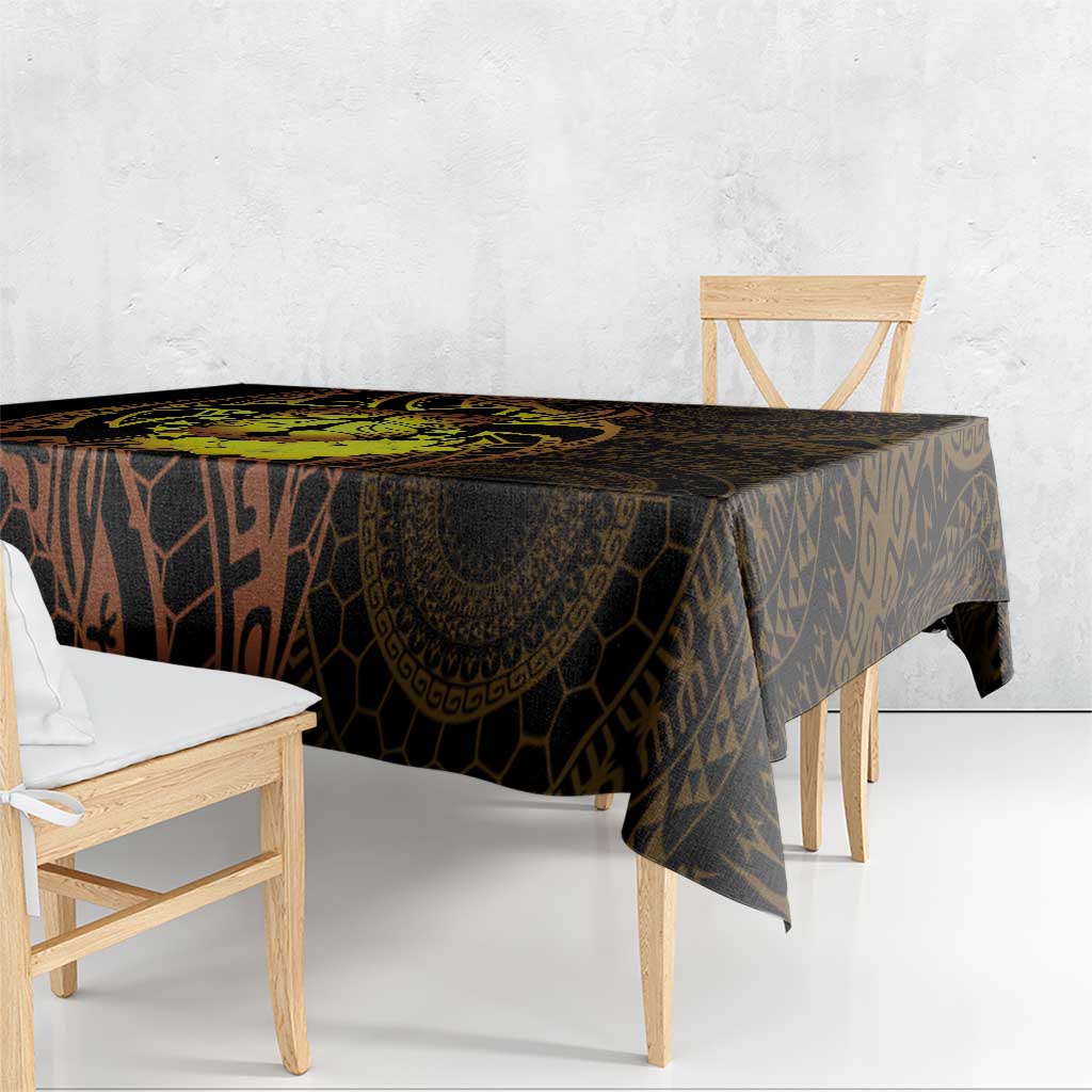 Kia Orana Kuki Airani Tablecloth Cook Islands Tangaroa God Tatau Gold LT14 - Polynesian Pride