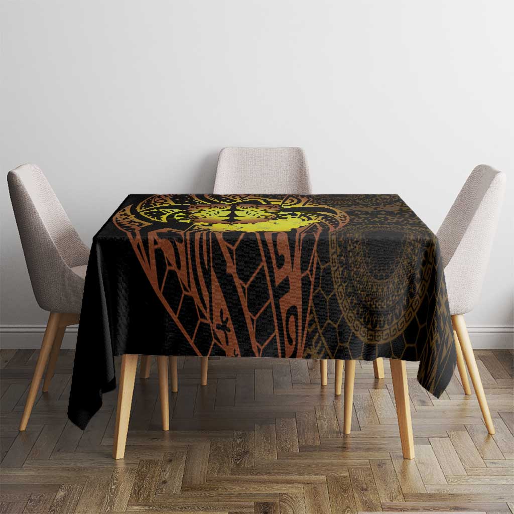 Kia Orana Kuki Airani Tablecloth Cook Islands Tangaroa God Tatau Gold LT14 - Polynesian Pride