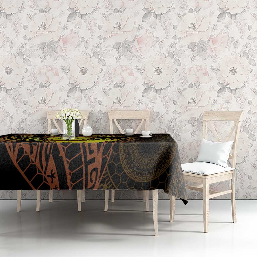 Kia Orana Kuki Airani Tablecloth Cook Islands Tangaroa God Tatau Gold LT14 - Polynesian Pride