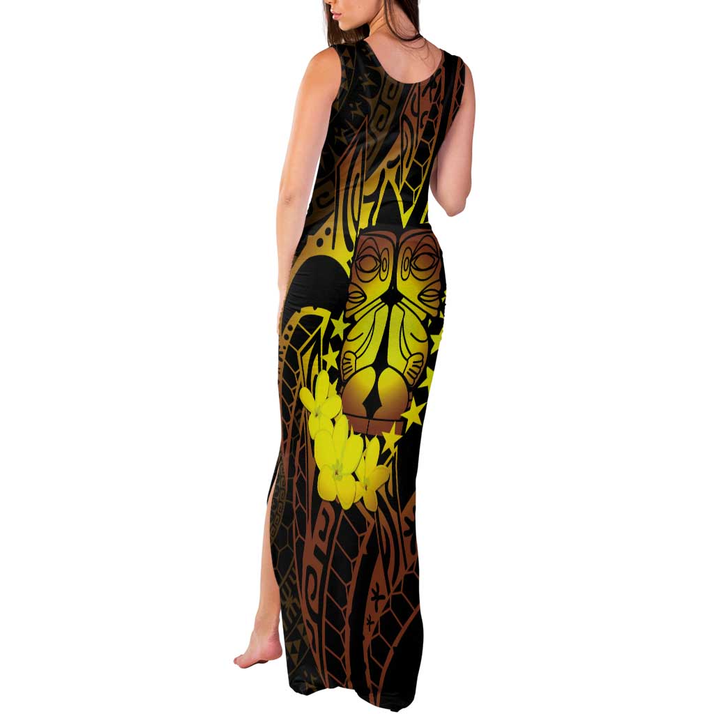 Kia Orana Kuki Airani Tank Maxi Dress Cook Islands Tangaroa God Tatau Gold