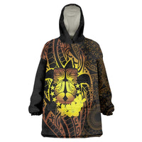 Kia Orana Kuki Airani Wearable Blanket Hoodie Cook Islands Tangaroa God Tatau Gold