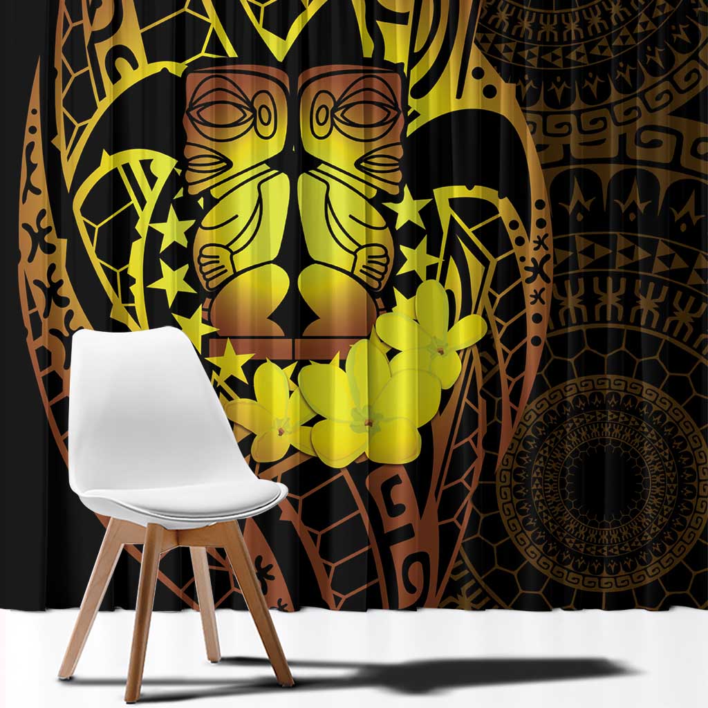 Kia Orana Kuki Airani Window Curtain Cook Islands Tangaroa God Tatau Gold