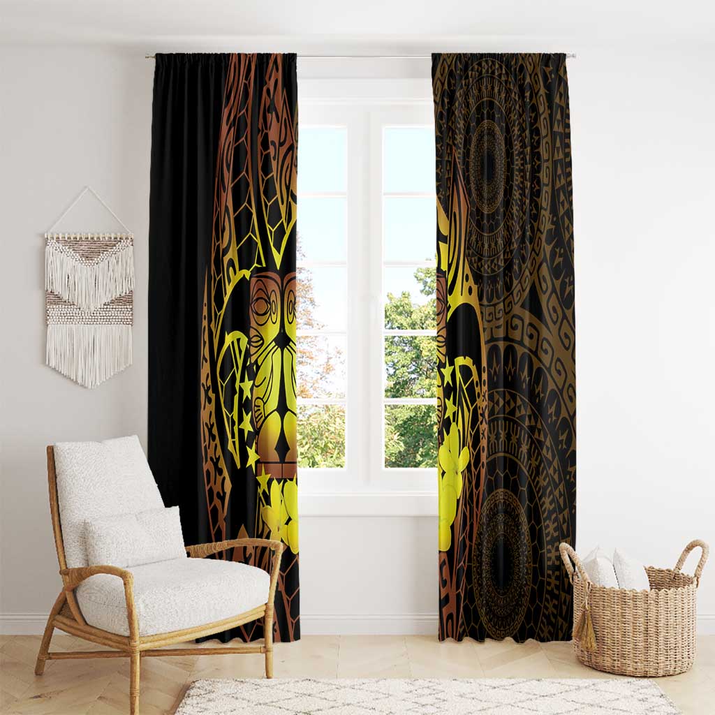 Kia Orana Kuki Airani Window Curtain Cook Islands Tangaroa God Tatau Gold