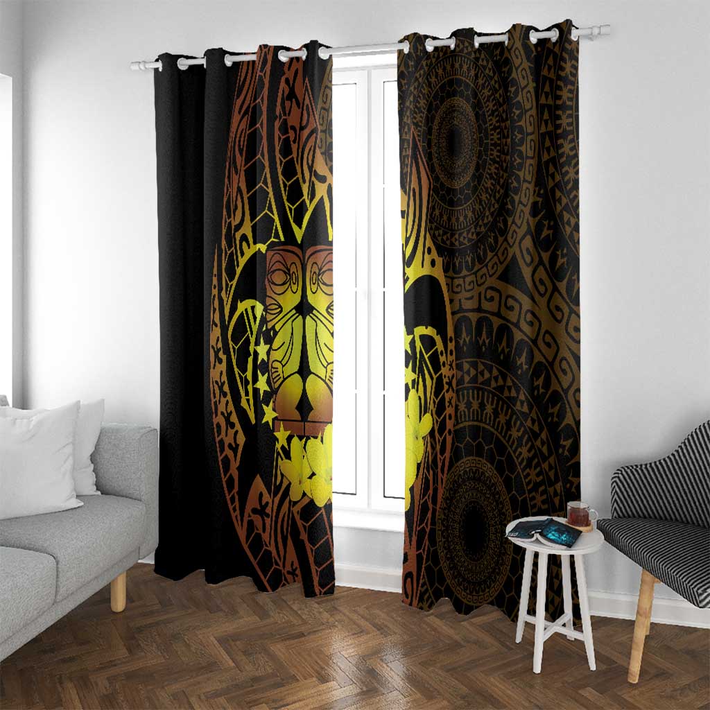 Kia Orana Kuki Airani Window Curtain Cook Islands Tangaroa God Tatau Gold