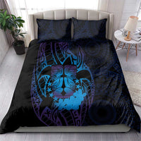 Kia Orana Kuki Airani Bedding Set Cook Islands Tangaroa God Tatau Purple