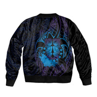 Kia Orana Kuki Airani Bomber Jacket Cook Islands Tangaroa God Tatau Purple
