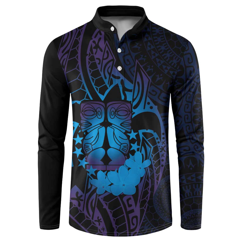 Kia Orana Kuki Airani Button Sweatshirt Cook Islands Tangaroa God Tatau Purple LT14 Purple - Polynesian Pride