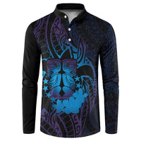 Kia Orana Kuki Airani Button Sweatshirt Cook Islands Tangaroa God Tatau Purple LT14 Purple - Polynesian Pride