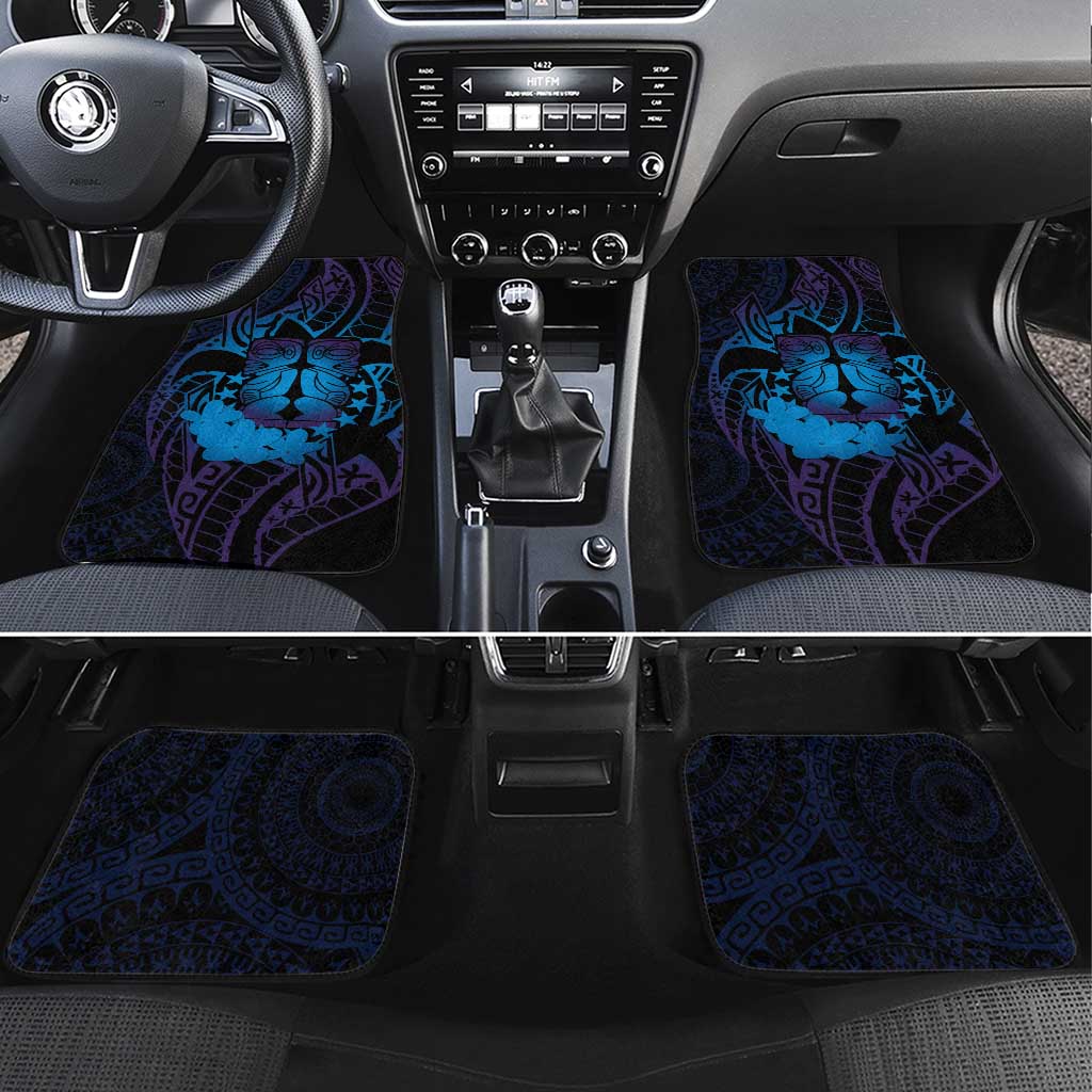 Kia Orana Kuki Airani Car Mats Cook Islands Tangaroa God Tatau Purple LT14 Set 4pcs Purple - Polynesian Pride