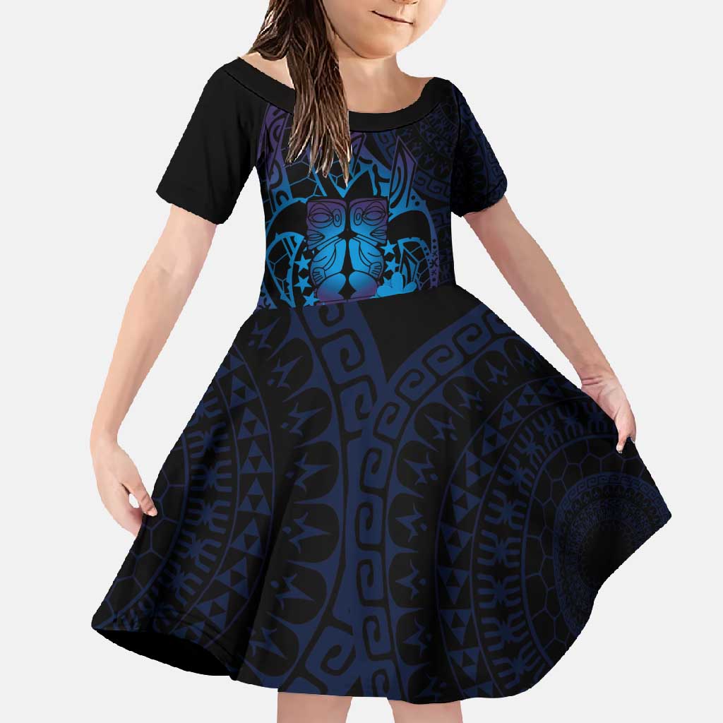 Kia Orana Kuki Airani Family Matching Long Sleeve Bodycon Dress and Hawaiian Shirt Cook Islands Tangaroa God Tatau Purple