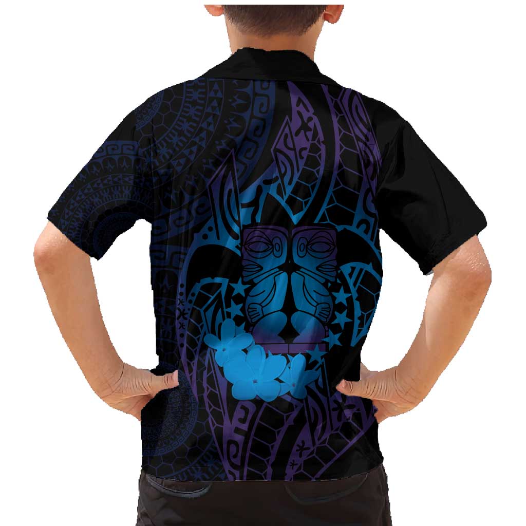 Kia Orana Kuki Airani Family Matching Mermaid Dress and Hawaiian Shirt Cook Islands Tangaroa God Tatau Purple