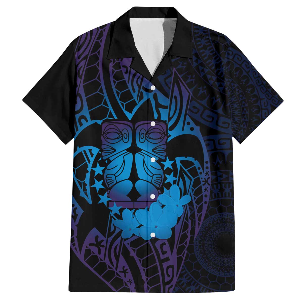 Kia Orana Kuki Airani Family Matching Off The Shoulder Long Sleeve Dress and Hawaiian Shirt Cook Islands Tangaroa God Tatau Purple