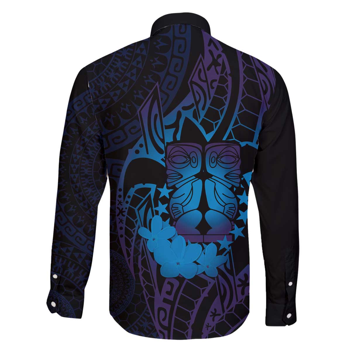 Kia Orana Kuki Airani Family Matching Off The Shoulder Long Sleeve Dress and Hawaiian Shirt Cook Islands Tangaroa God Tatau Purple