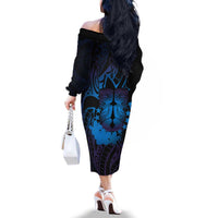 Kia Orana Kuki Airani Family Matching Off The Shoulder Long Sleeve Dress and Hawaiian Shirt Cook Islands Tangaroa God Tatau Purple