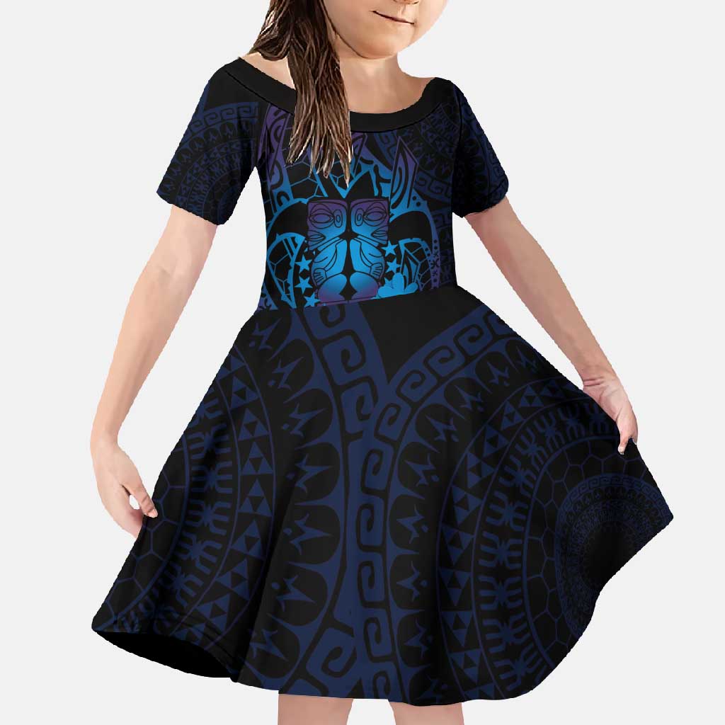 Kia Orana Kuki Airani Family Matching Off Shoulder Maxi Dress and Hawaiian Shirt Cook Islands Tangaroa God Tatau Purple