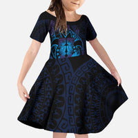 Kia Orana Kuki Airani Family Matching Off Shoulder Maxi Dress and Hawaiian Shirt Cook Islands Tangaroa God Tatau Purple