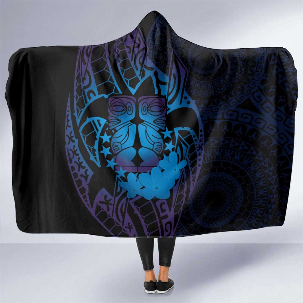 Kia Orana Kuki Airani Hooded Blanket Cook Islands Tangaroa God Tatau Purple