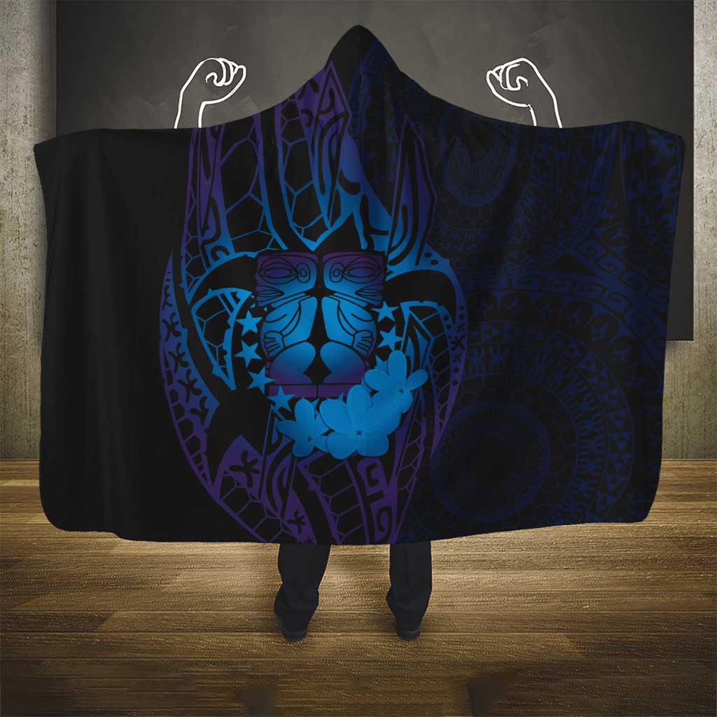 Kia Orana Kuki Airani Hooded Blanket Cook Islands Tangaroa God Tatau Purple