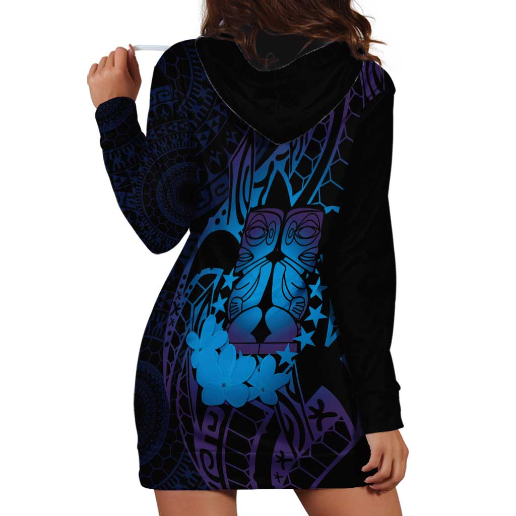 Kia Orana Kuki Airani Hoodie Dress Cook Islands Tangaroa God Tatau Purple