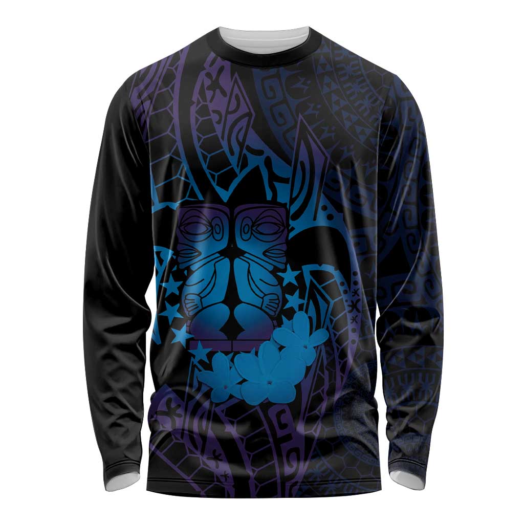 Kia Orana Kuki Airani Long Sleeve Shirt Cook Islands Tangaroa God Tatau Purple LT14 Unisex Purple - Polynesian Pride