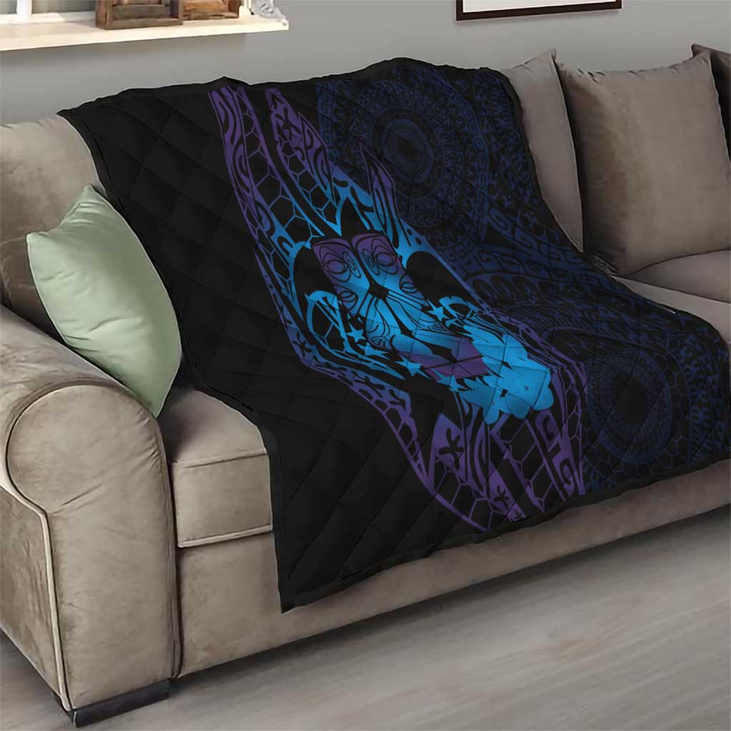 Kia Orana Kuki Airani Quilt Cook Islands Tangaroa God Tatau Purple