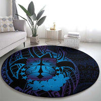 Kia Orana Kuki Airani Round Carpet Cook Islands Tangaroa God Tatau Purple