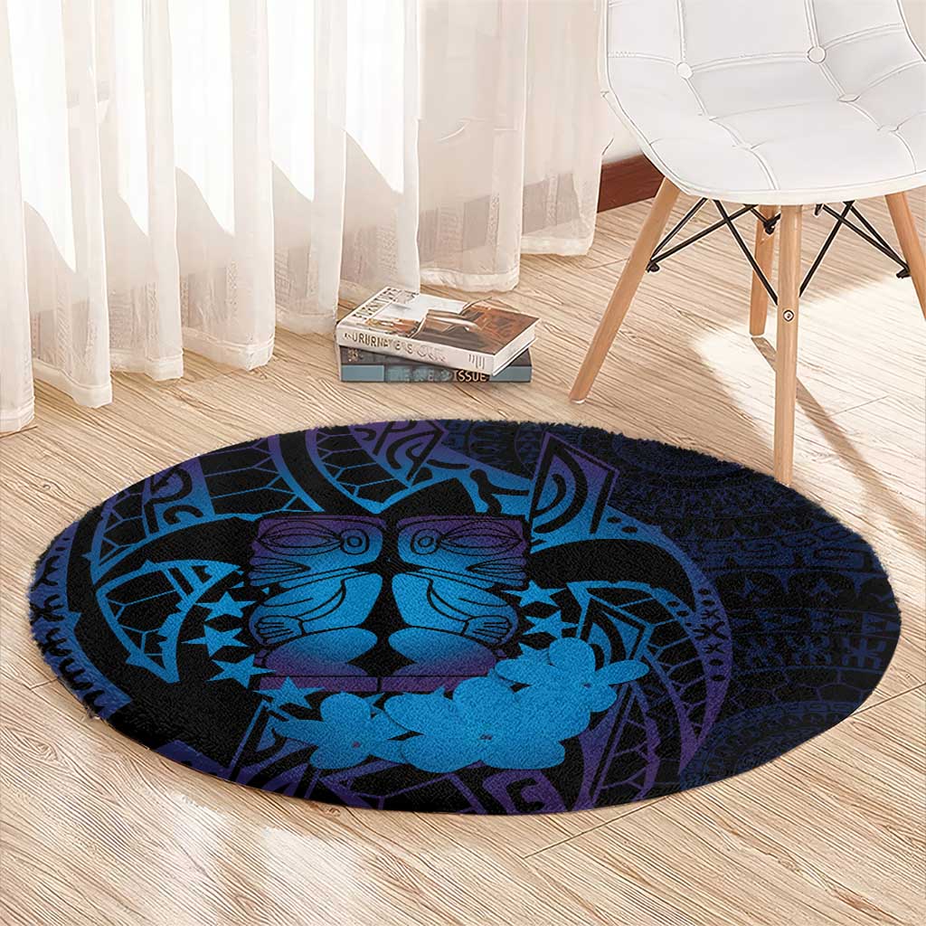 Kia Orana Kuki Airani Round Carpet Cook Islands Tangaroa God Tatau Purple