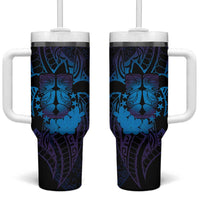 Kia Orana Kuki Airani Tumbler With Handle Cook Islands Tangaroa God Tatau Purple