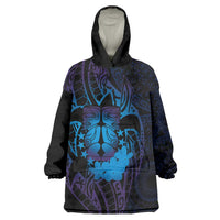 Kia Orana Kuki Airani Wearable Blanket Hoodie Cook Islands Tangaroa God Tatau Purple