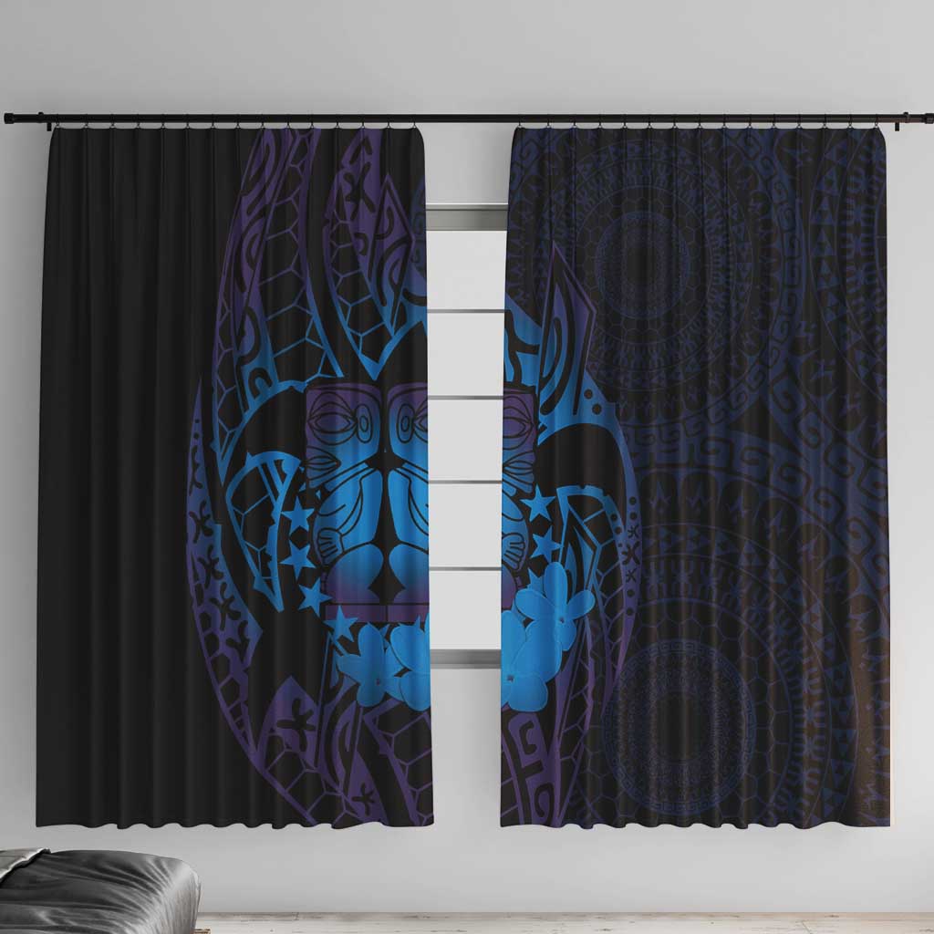 Kia Orana Kuki Airani Window Curtain Cook Islands Tangaroa God Tatau Purple