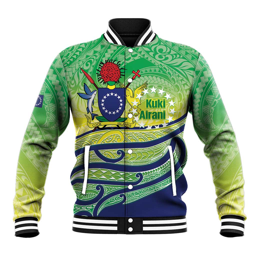 Te Maeva Nui Cook Islands Baseball Jacket 60th Independence Anniversary Proud LT14 Unisex Green - Polynesian Pride