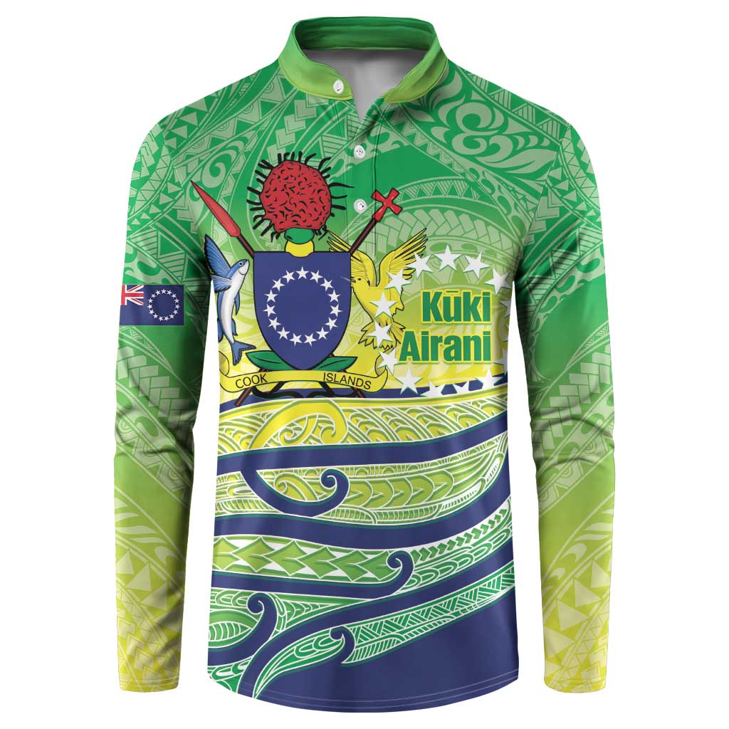 Te Maeva Nui Cook Islands Button Sweatshirt 60th Independence Anniversary Proud LT14 Green - Polynesian Pride