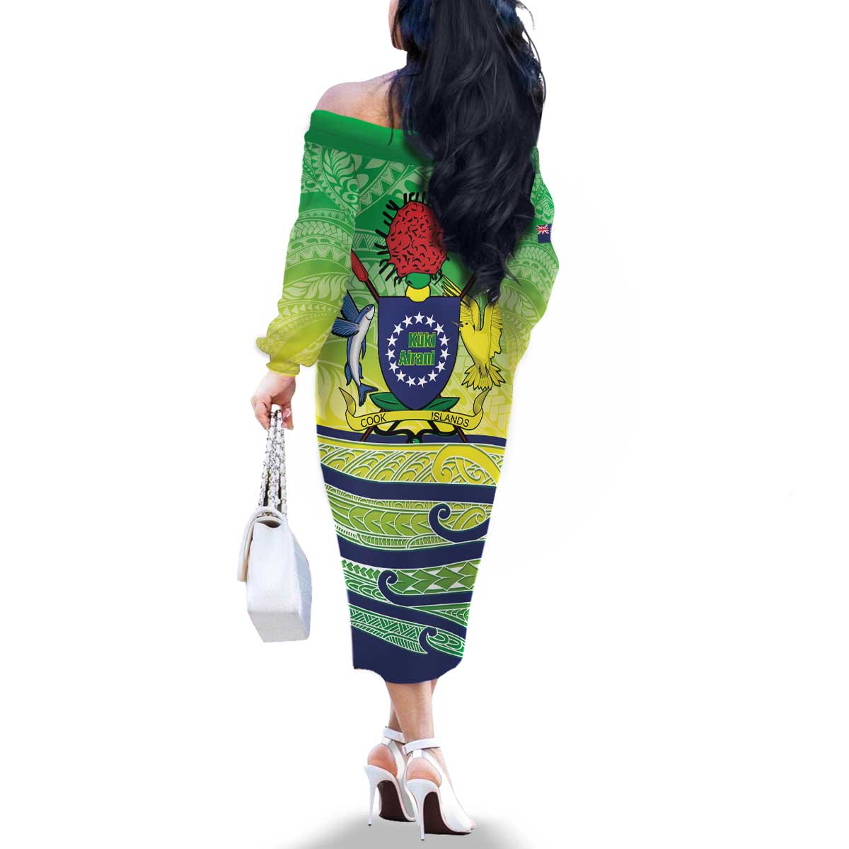 Te Maeva Nui Cook Islands Family Matching Off The Shoulder Long Sleeve Dress and Hawaiian Shirt 60th Independence Anniversary Proud