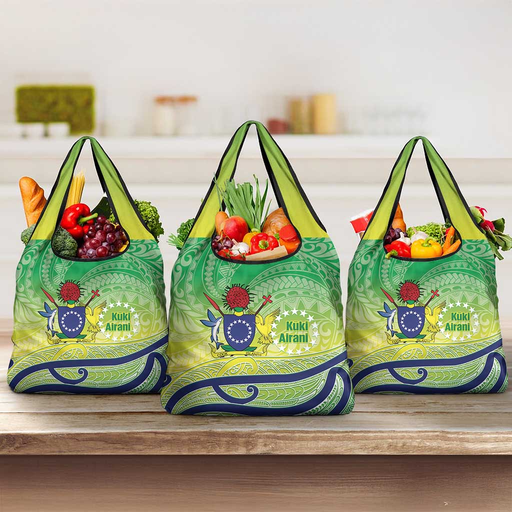 Te Maeva Nui Cook Islands Grocery Bag 60th Independence Anniversary Proud LT14 3-pack One Size Green - Polynesian Pride