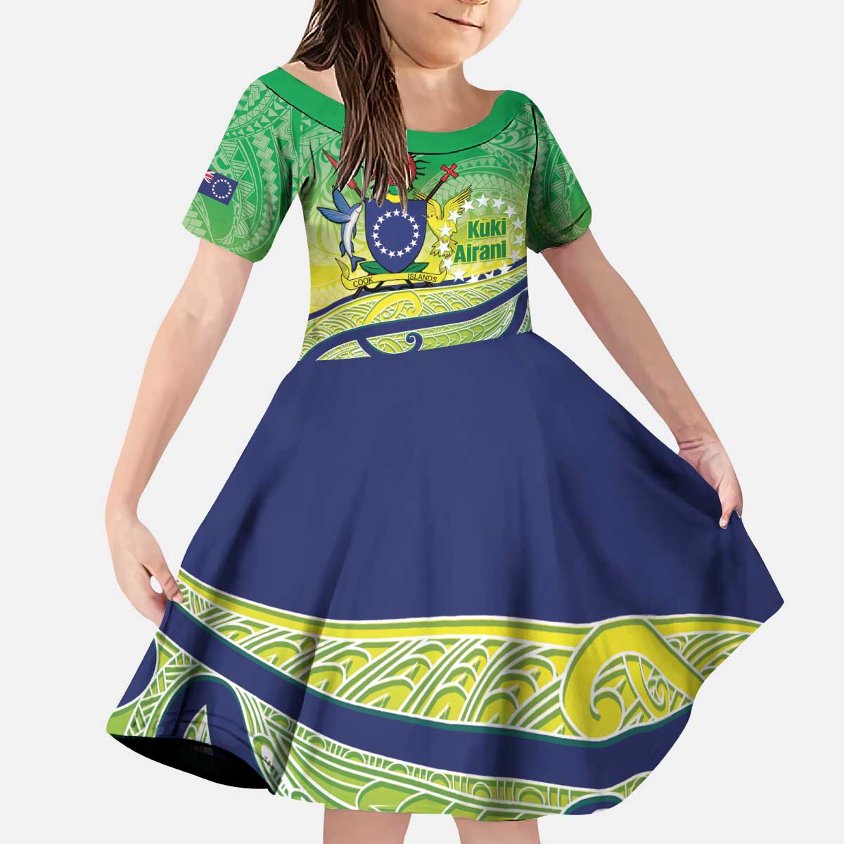 Te Maeva Nui Cook Islands Kid Short Sleeve Dress 60th Independence Anniversary Proud