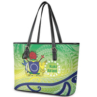 Te Maeva Nui Cook Islands Leather Tote Bag 60th Independence Anniversary Proud
