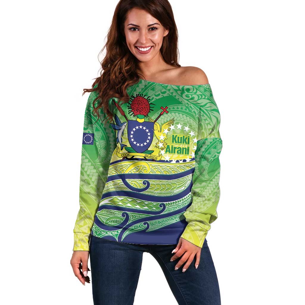 Te Maeva Nui Cook Islands Off Shoulder Sweater 60th Independence Anniversary Proud