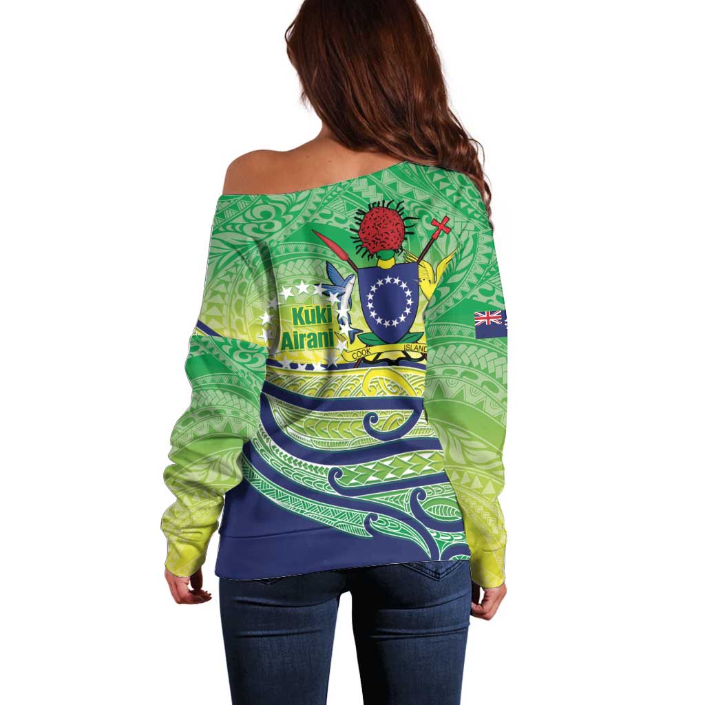 Te Maeva Nui Cook Islands Off Shoulder Sweater 60th Independence Anniversary Proud