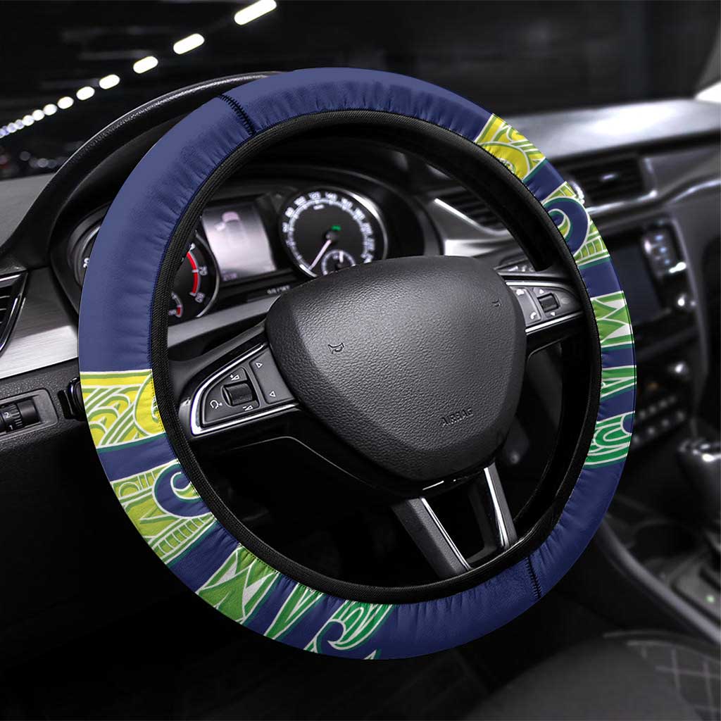 Te Maeva Nui Cook Islands Steering Wheel Cover 60th Independence Anniversary Proud LT14 Universal Fit Green - Polynesian Pride