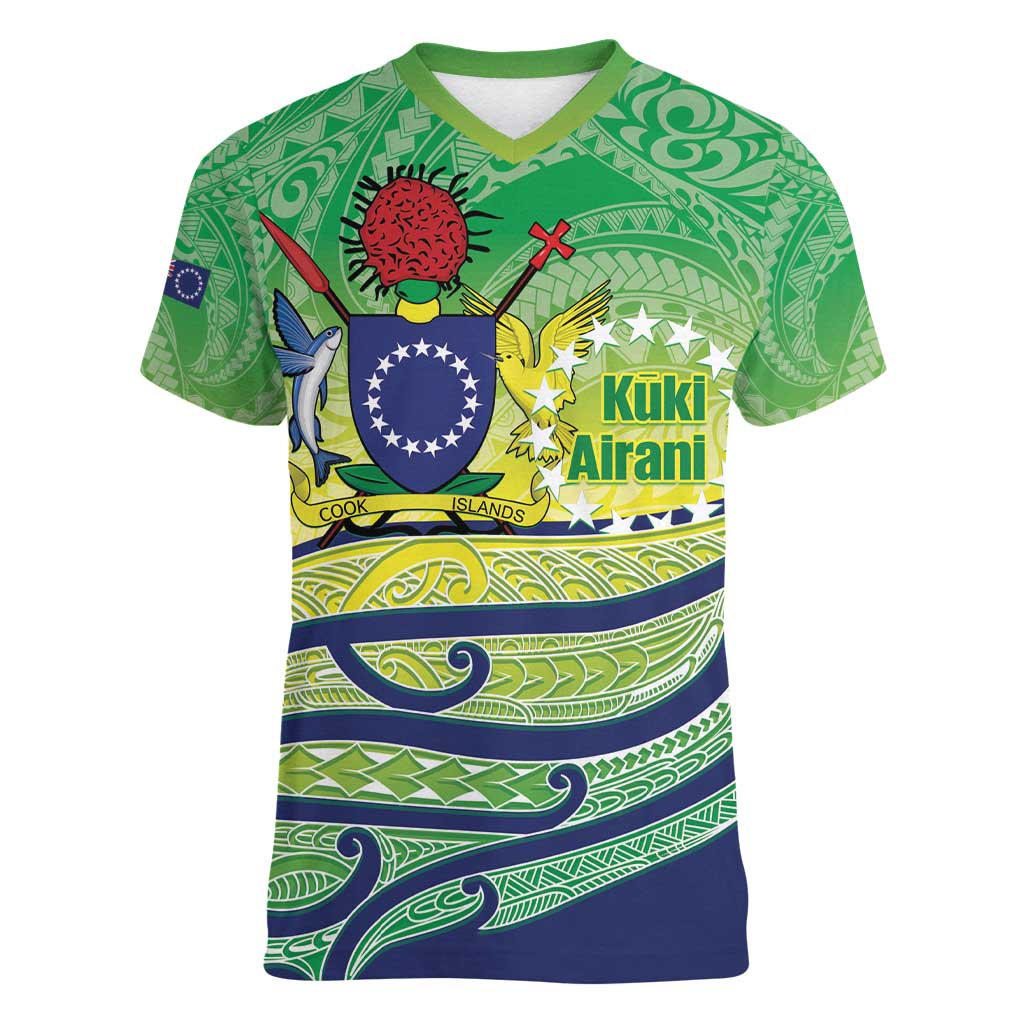 Te Maeva Nui Cook Islands Women V-Neck T-Shirt 60th Independence Anniversary Proud