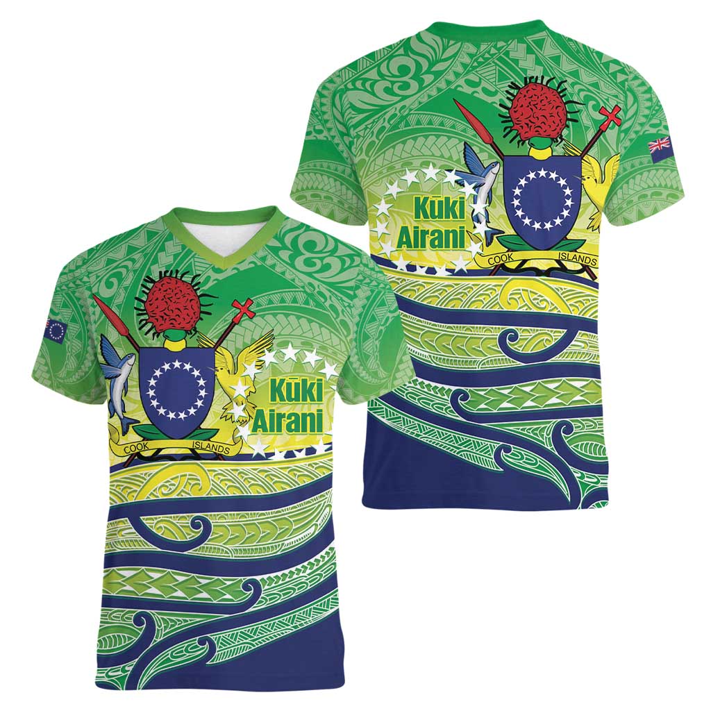 Te Maeva Nui Cook Islands Women V-Neck T-Shirt 60th Independence Anniversary Proud