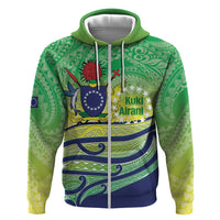 Te Maeva Nui Cook Islands Zip Hoodie 60th Independence Anniversary Proud LT14 Zip Hoodie Green - Polynesian Pride