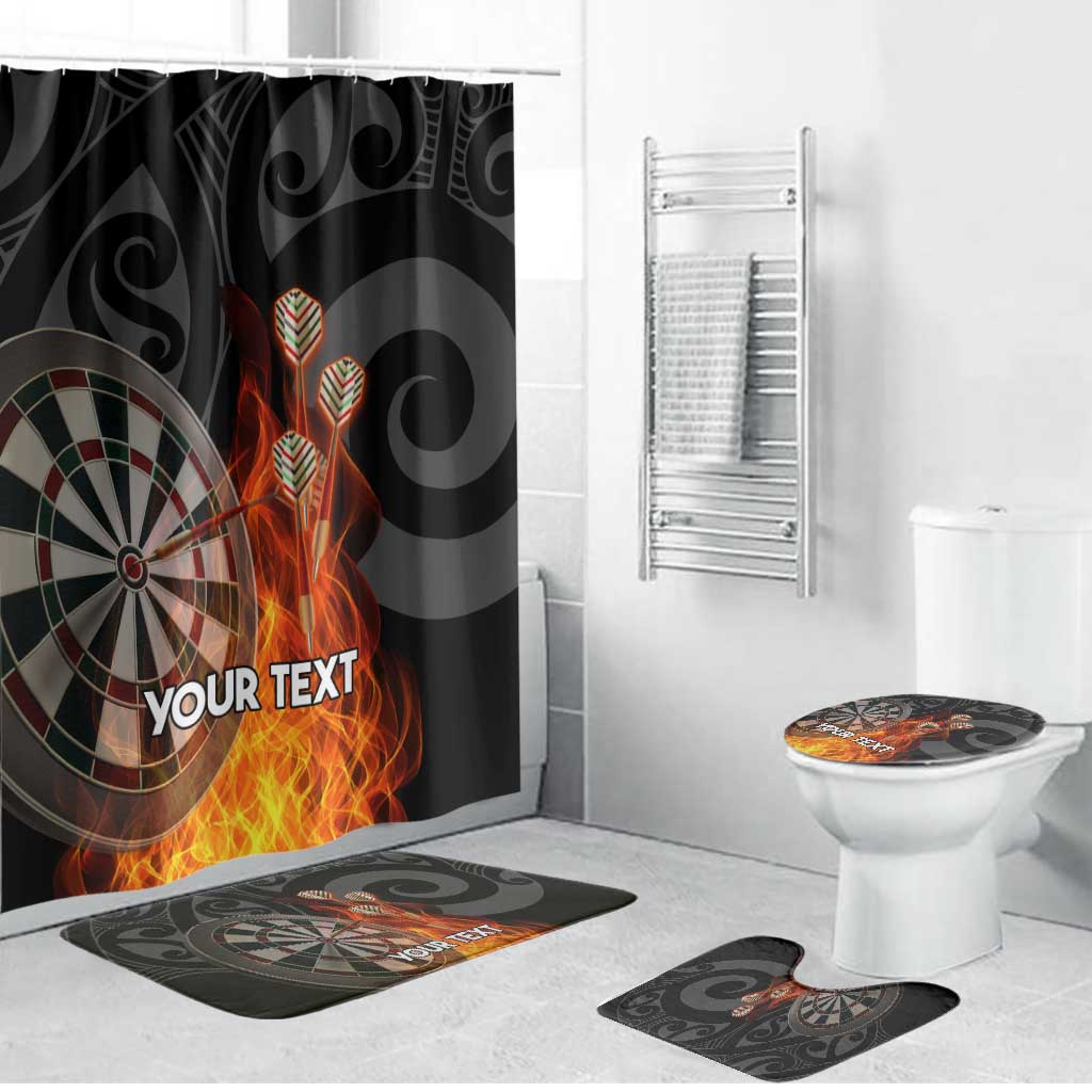 Personalised Aotearoa Darts Bathroom Set Maori Koru Flaming Dartboard - Polynesian Pride