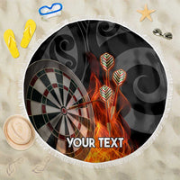 Personalised Aotearoa Darts Beach Blanket Maori Koru Flaming Dartboard LT14 One Size 150cm Black - Polynesian Pride