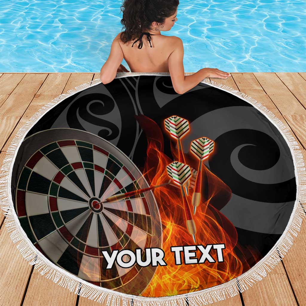 Personalised Aotearoa Darts Beach Blanket Maori Koru Flaming Dartboard LT14 - Polynesian Pride
