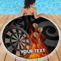 Personalised Aotearoa Darts Beach Blanket Maori Koru Flaming Dartboard LT14 - Polynesian Pride